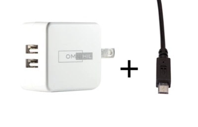 [Listado por UL] Cargador de pared de 2 puertos + Cable MICRO-USB de 5 pies para ION WAVE RIDER ISP106 Foto 1 de 4