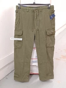 POLO RALPH LAUREN RELAXED FIT HERRINGBONE CARGO PANTS OLIVE GREEN MENS SZ 36X32 - Picture 1 of 19