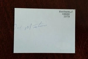 Rare Joe Montana Signed 3 x 4 Index Card 1978 Rookie Signature JSA Certified - Picture 1 of 4