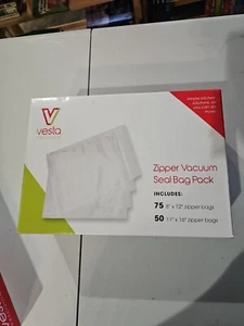 Vesta Precision Zipper Vacuum Seal Bag Pack 50-11"x16" 75-8"x12" Pouches - Picture 1 of 8