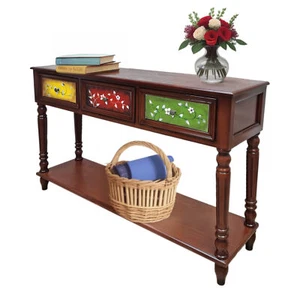 Console Table Entryway Table 47.2 X 11 X 33.5" with Storage Shelf Solid Wood - Picture 1 of 8