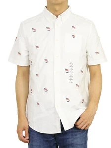Polo Ralph Lauren Boy's Short Sleeve Button Down Shirt - White with USA Flags - - Picture 1 of 3
