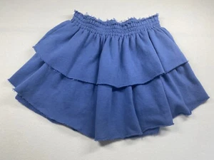 Aerie Blue Tiered Raw Hem Pull-on Sweatshirt Material Mini Skirt Size M - Picture 1 of 6