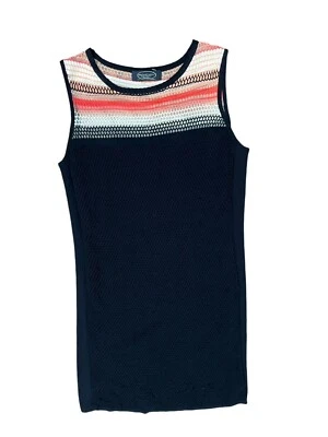 Vestido Magaschoni Mezcla de Algodón Sin Mangas Tejido Talla Pequeña Azul Marino Escote Recortado Foto 1 de 4