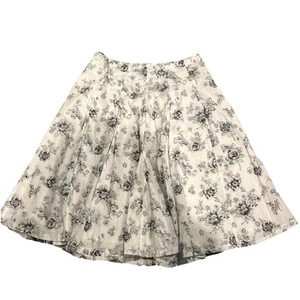 JKLA California Y2k Size Medium White/ Black Cotton Fairy Floral Skirt Side Zip - Picture 1 of 7