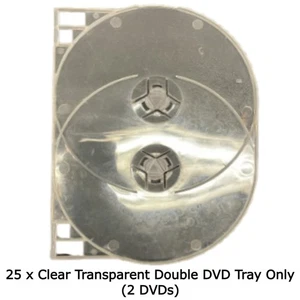 25 x Clear Double DVD Tray ONLY to Hold 2 DVD Discs Inner Tray Without Case - Afbeelding 1 van 12
