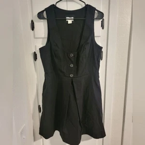 Maeve Anthropologie U Neck Sleeveless Black Pleat Aline Mini Dress 14 - Picture 1 of 4