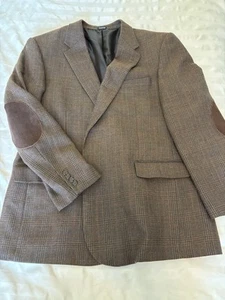 Meeting Street Men's Brown Plaid Blazer Sports Coat Jacket Size 48 Lambs Wool - Picture 1 of 11