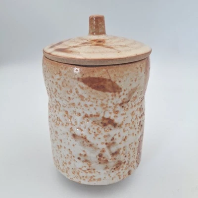Japanese Shino Ware Mizusashi Water Jar Tea Ceremony Textured Decorative Rustic - Image 1 of 4