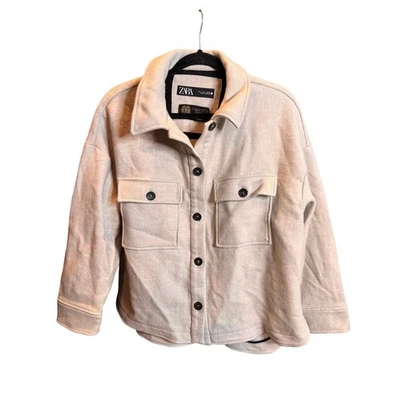 Chaqueta de Lana Zara Manteco Beige Hombre Talla Grande Botón Delantero Abrigo Foto 1 de 4