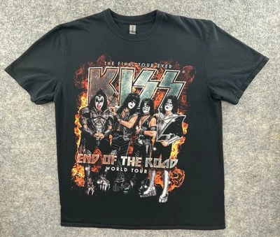 Camiseta KISS "End of the Road" 2019 Tour XL Negra Gildan Rock Band Merch Foto 1 de 4
