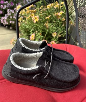 Zapatos Hey Dude Wally Warmth Gris Forrado Juvenil Talla 1 Niños Con Cordones Cómodos Negros Foto 1 de 4