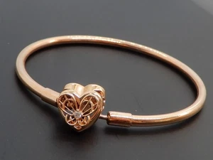 Pandora Rose Gold-Plated Moments Heart & Butterfly Bangle 582594C01-17 cm - Picture 1 of 12