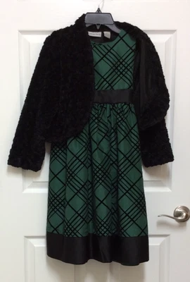 Vestido Marmellata verde y negro talla 8 y Amanda Charles negro imitación piel encogida de hombros talla M Foto 1 de 4