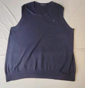 Polo Ralph Lauren marineblau Pimabaumwolle V-Ausschnitt Pullover Weste Herren 2XLT Big Tall - Bild 1 von 4