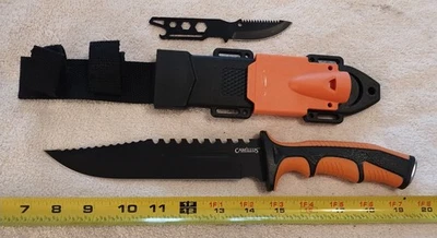 Camillus 12.5" Survival Knife, rubber handle & Multi Tool with Kydex sheath - Image 1 of 4
