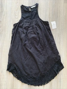 New Volcom Lace Accent Shift Dress Cotton Gauze Black Size XS - Picture 1 of 18