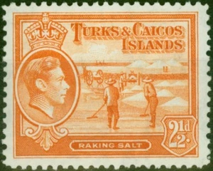 Turks & Caicos Islands 1944 2 1/2d Orange SG199a Fine LMM - Picture 1 of 1