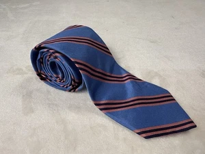 Cravatta uomo Brooks Brothers blu, navy e pesca a righe 100% seta 62" - Foto 1 di 7
