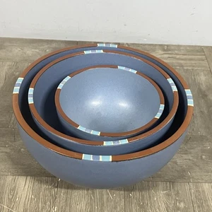 Beautiful Dansk Mesa Sky Blue Heavy Stoneware Nesting Mixing Bowl Portugal 3 pcs - Picture 1 of 18