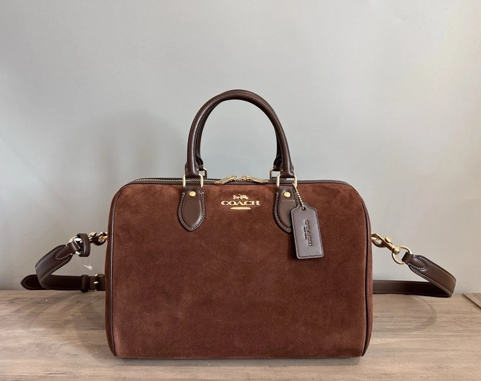 Coach Rowan Suede Large Satchel Bag CCC79 Fall 2025 in Vintage Brown
