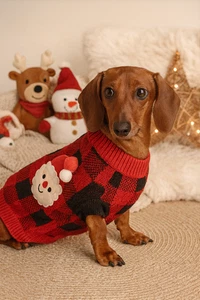 Christmas Dog Sweater – Santa & Snowman Knit Sweater for Small & Medium Dogs - Picture 1 of 15