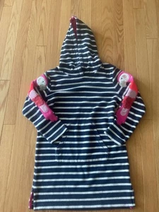 Girls Mini Boden Navy and White Striped Terrycloth Swim Cover-up/Robe size 8-9 - Picture 1 of 2