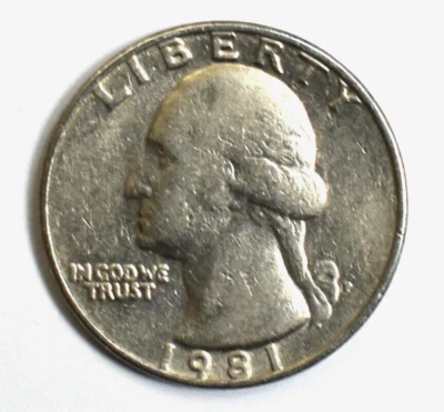 1981 P Quarter Filled Mint Mark Filled Lettering, Die Clash, DD Multi Error - Image 1 of 4