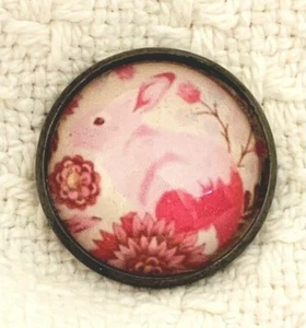 1" Tula Pink Bunny Rabbit Hare Field Crystal Glass & Metal Sewing Button TP118 - Picture 1 of 2