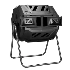 160L Large Outdoor Compost Bin Dual Chamber Tumbling Composter Tumbler Rotating - Picture 1 of 7