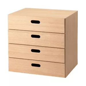 Muji Stacking Chest 4 drawers Oak W14.6×D11×H14.6 inch Veneer Natural Japan F/S - Picture 1 of 5