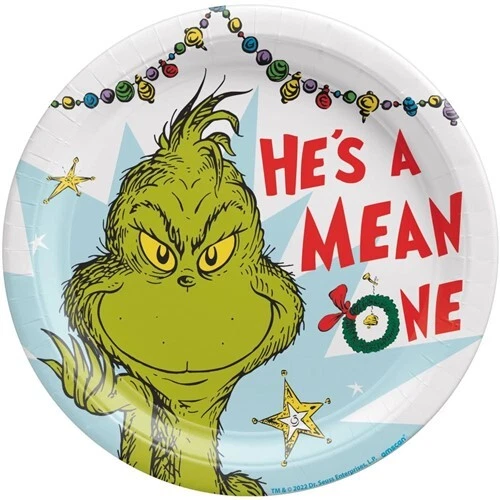 Traditional Grinch 10.5-inch Plates Paper 8 Per Pack Christmas Party Tableware - Image 1 of 1