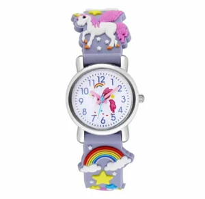Childrens Quartz Watch Kids Girls Boys Watch Unicorn Rainbow Silicone Strap - Picture 1 of 3
