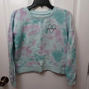 GIRLS JUSTICE MULTICOLORED TIE DYE PULLOVER LONG-SLEEVE SWEATER SIZE LARGE 12/14 - Picture 1 of 12