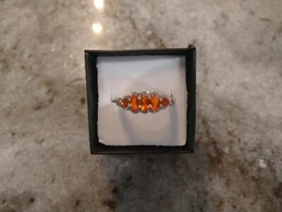  Espectacularmente Ardiente 1.10 TCW Ópalo de Fuego Carmesí, Placa de Anillo de Circón/Plata (Talla 6) Foto 1 de 4