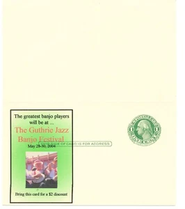 UY7 a PAID Reply Postal Card with BANJO FESTIVAL AD {BH} - Picture 1 of 1