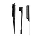3Pcs/Set Grooming Bristle Hair Brush Plastic Rat Tail Comb Teasing Brush