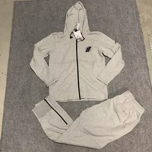 NWT NHL New Jersey Devils Adidas MENS Track Suit HOODIE AND PANTS Sz Medium Gray - Picture 1 of 15