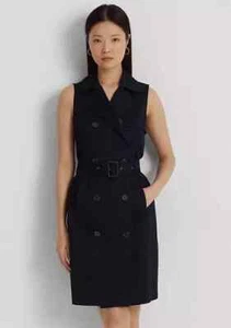 Lauren Ralph Lauren Black Label Micro-Sanded Twill Sleeveless Dress Navy Size 16 - Picture 1 of 11