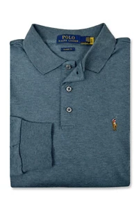 Polo Ralph Lauren Mens Htr Blue Classic Fit Long Sleeve Shirt, XXL 2XL 3221-11 - Picture 1 of 2