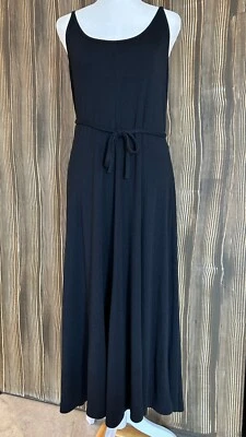 复古 Express Maxi 连衣裙黑色 90 年代 Y2K 皮带领带海滩波西米亚学院风休闲尺寸 L — 第 1/4 张图片