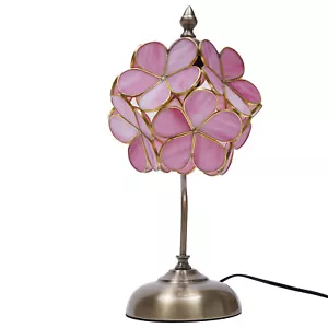 Portable Stained Glass Table Lamp Cherry Blossom Desk Lamp With Petal Lampshade - Picture 1 of 11