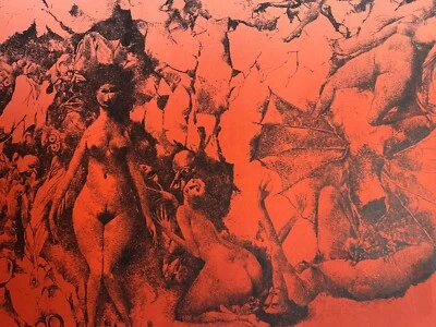 Otto Bachmann Signierte Orig. Farblithographie - Walpurgisnacht Teufel Erotik - Bild 1 von 4