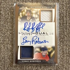 2022-23 Leaf In the Game Used Dual Auto /6 Raymond Bourque Larry Robinson