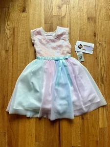 Jona Michelle Toddler Spring Blue Pink Sequin Dress Kid's Size 3T New With Tags - Picture 1 of 7