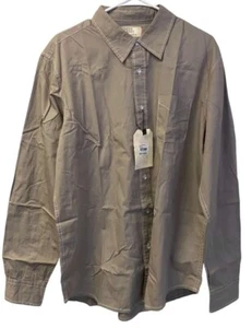 Free Planet Hemd Herren XL khaki braun Kragen Basic Baumwolle Freizeit Knopfleiste neu mit Etikett - Bild 1 von 6