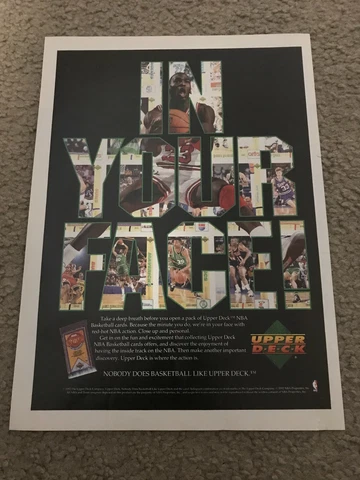 Vintage 1992 MICHAEL JORDAN UPPER DECK Poster Print Ad Basketball Cards 1990s Cover
