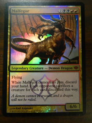 MTG Conflux Malfegor FOIL Pre-Release Promo Excellent - NM Condition - Image 1 of 2
