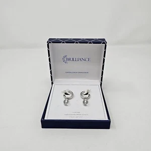 Brilliance Crystals Swarovski Genuine Marcasite Crystal Plated Silver Earrings - Picture 1 of 4
