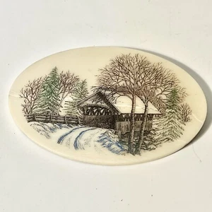 Vintage Bridge  Art Etching Plaque Grain Mill Farm E Fenton Handcrafted 1987 - Picture 1 of 6